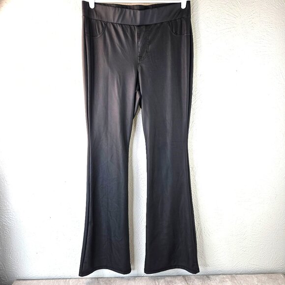 Torrid Bootcut Pants Sz XL Black Faux Leather Stretchy Pull On Flare Dress Pant - Picture 1 of 12
